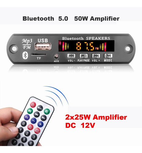 18v Amplificador Decodificador Tablero Bluetooth V5.0 Coche