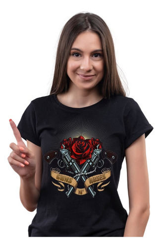 Playera Guns And Roses. Dama Y Caballero 100% Algodón (b/n)