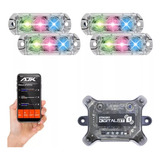 Strobo Ajk Sound Bluetooth Automotivo Carro 4 Faróis Leds Bt