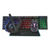 Kit Combo Gamer 4 En 1 3dfx Teclado Mouse Audífonos Mousepad