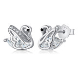 Aretes En Forma Cisne Con Zircon Elaborados En Plata .925 