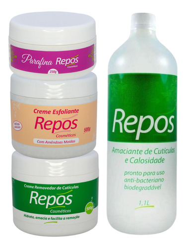 Kit Repos Amaciante + Esfoliante + Parafina + Removedor