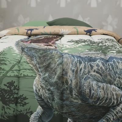 Acolchado 1 1/2 Plaza Jurassic- Reversible - Piñata Verde Estampado