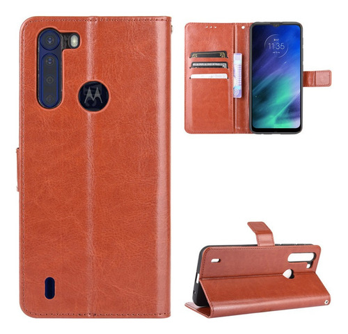 Funda Cuero Para Motorola One Fusion Estilo De Negocio Flip