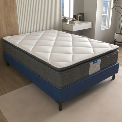 Colchón Restonic Individual Blue Mart + Base Box Azul | Meses sin interés