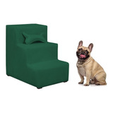 Escada Pet 3 Degraus Almofadada Suede Verde Bandeira