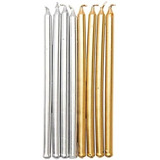 Velas Largas Navidad Oro/plata Iluminarte X10 Und 