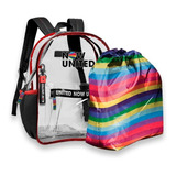 Mochila Now United Oficial Transparente Bolsa Colorida