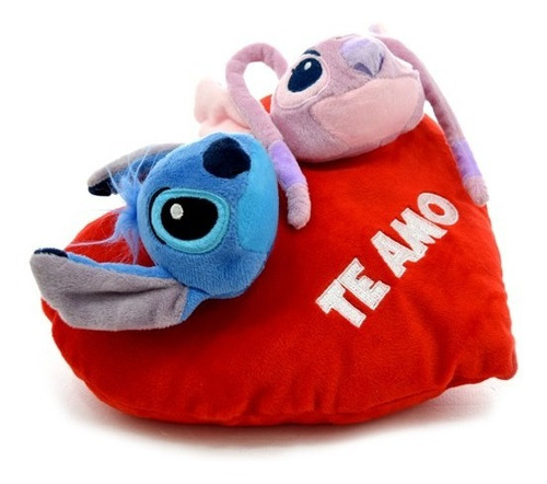 Peluche Corazon Stitch Y Angel Amor 25cm New St005 Bigshop