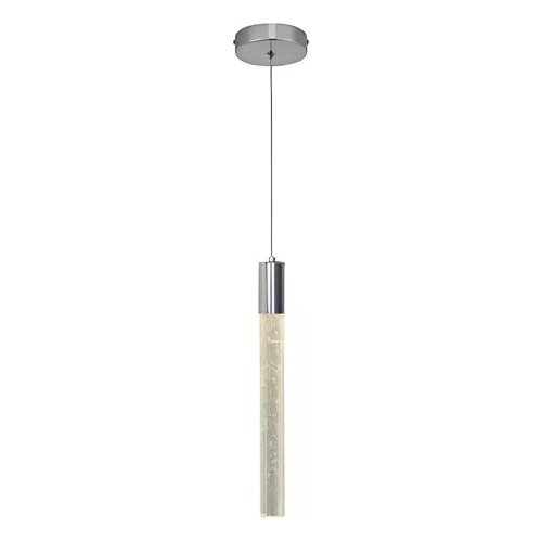 Lustre Pendente Led Vidro Cilíndrico Tubo Cristal 5w