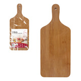 Tábua Madeira Bambu Churrasco E Petisco Com Pegador 37x15cm