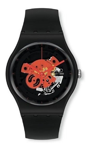 Reloj Swatch Bioceramic Time To Red Big So32b110 Color De La Correa Negro Color Del Fondo Negro