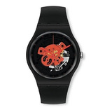 Reloj Swatch Bioceramic Time To Red Big So32b110 Color De La Correa Negro Color Del Fondo Negro