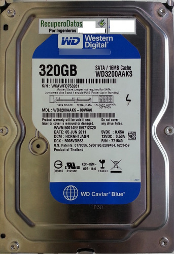 Western Digital Wd3200aaks-00v6a0 320gb - 2391 Recuperodatos