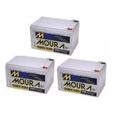 Kit 3 Bateria Moura Vrla Selada 12ah 12v Alarme Frete Gratis