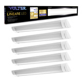 Kit 5 Luminaria Led Sobrepor Linear 18w 6500k Bivolt 60cm