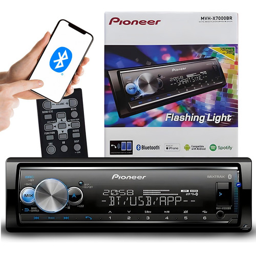 Radio Pioneer Mvh-x700br Bluetooth 3 Rca Smart Sync Mixtrax