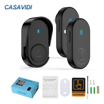 Timbre Inalámbrico Impermeable Con Luz Led 1 Transmiso 2 Rec Negro 38 melodías y 5 niveles de volumen Range de Alcance Inalámbrico de 320 Metros\u002F1050FT CASAVIDI®timbres inalambricos casa exteriores | MercadoLibre