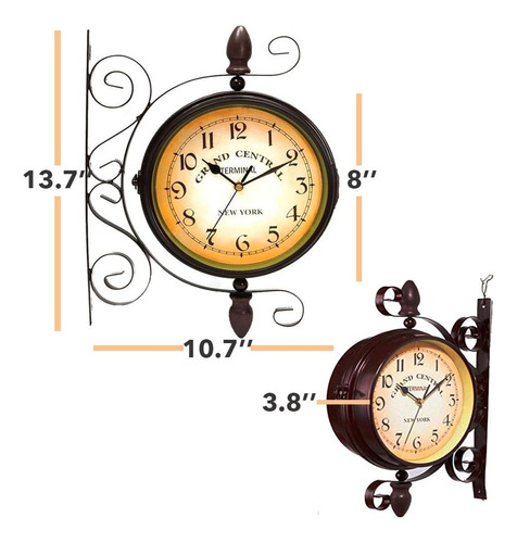 Reloj De Pared Industrial Vintage De Doble Cara Vintage Para