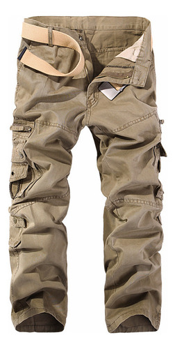 Pantalones De Camuflaje Con Múltiples Bolsillos Para Hombre