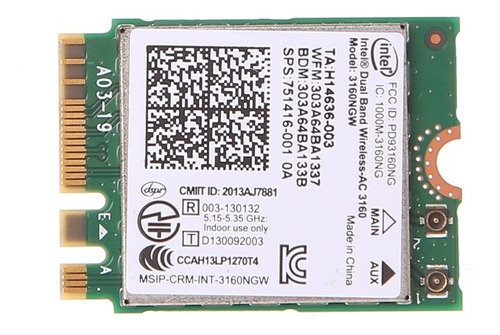 Intel De Banda Dupla Sem Fio 802.11 Ac 3160 Ngw Ngff Bluetoo