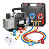 Bomba De Vacío 4cfm 1/3hp+kit Manometro R22 R134a R404 R410a