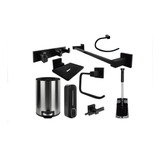 Kit Combo Set De Baño Sanitario Negro 9 Piezas Unico !