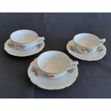 3 Tazas Cafe Antigua Porcelana Karlovy Vary Checa - C14