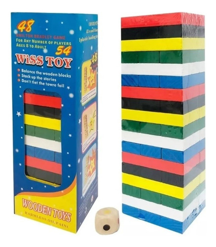 Juego De Yenga Color , Wiss Toy O Torre Infernal 54 Piezas 