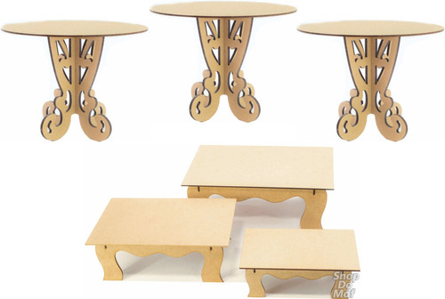 Kit Festa Provençal Mdf Cru 6 Peças Promoção Banquinho