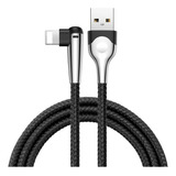 Cable Carga Rapida Baseus Para iPhone Gamer 90° Irrompible Color Negro