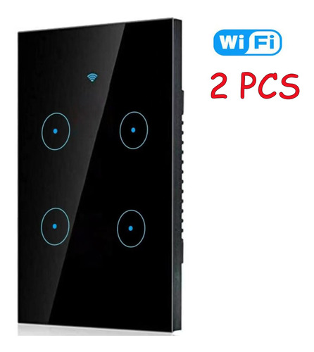 2 Piezas Inteligente Wifi 4 Vías Interruptor Luz Pared