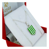 Conjunto Plata 925 Cadena Forcet + Escudo Banfield Taladro