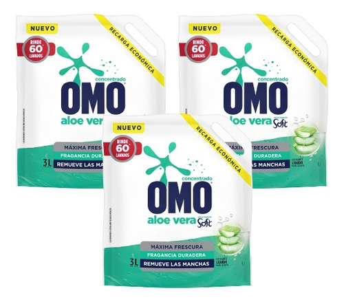 Omo Detergente Liquido Matic Doypack Con Soft 3 X 3 L