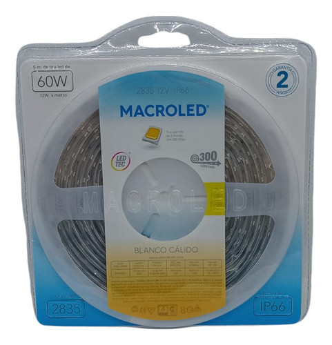 Tira Led Macroled C300-fw12 2835 Blanca Cálida 5m 12v Ip66