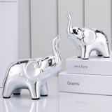 Jimbon Un Par De Figuras De Elefante De Plata Decoración Del