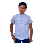 Camisa Niño Cuello Mao Manga Corta Algodón, Varios Colores