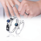 Anillos Promesa Pareja Plata Set De Regalo Ajustable Para As