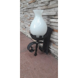 Farol Hierro Antiguo Con Tulipa Vidrio Blanca