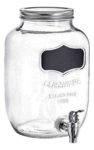 Vitrolero Vintage De Vidrio Tipo Mason Jar Con Tapa 4l