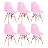 6 Cadeiras Charles Eames Wood Jantar Cozinha Dsw   Cores  Cor Da Estrutura Da Cadeira Rosa-claro