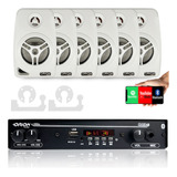 Kit Som Ambiente 1002 Bt Control+ 6 Caixas Parede Branca 55w