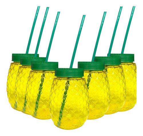 Vasos En Forma Piña Fiesta Hawaiana Tropical 150 Piezas
