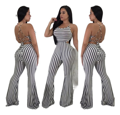 Enterito Mono Jumpsuit Elastizado Palazo Ajustable Sexy Diva