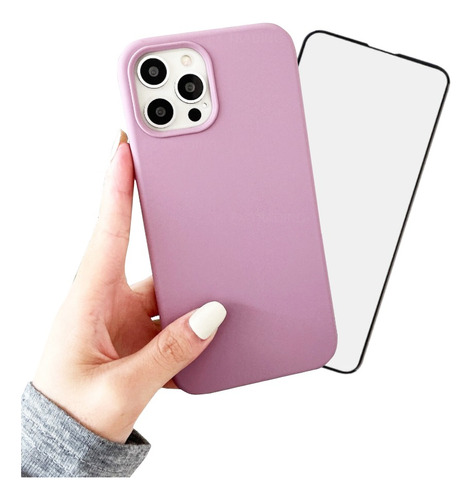 Carcasa Funda Silicona Colores + Vidrio Pantalla Para iPhone