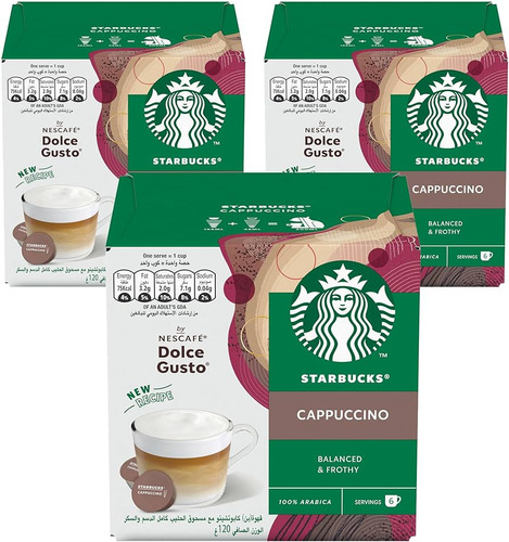 Nescafé Dolce Gusto Starbucks Kit 3 Cajas Café Cappuccino 12 Capsulas