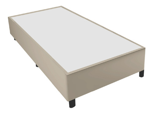 Khiara Base Cama Box Solteiro 88x188x38cm Bege Suede Veludo