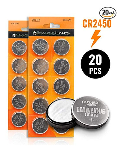 Baterías Emazinglights Cr2450 (20 Pack) Botón De 3 Voltios D