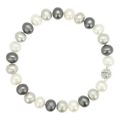 Collar Perlas Blanco Gris Y Negro Ovalada Moda 14 Mm Natural | Meses sin interés