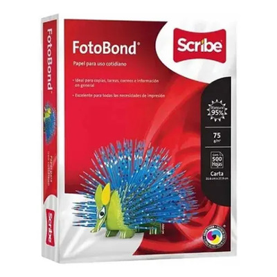 500 Hojas Scribe Papel Fotobond Blanco Carta 95% Blancura 75 g | MercadoLibre